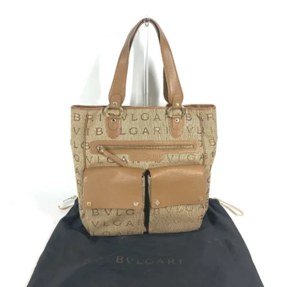 Bvlgari Vintage Pre-owned Leather shoulder-bags Beige Dames
