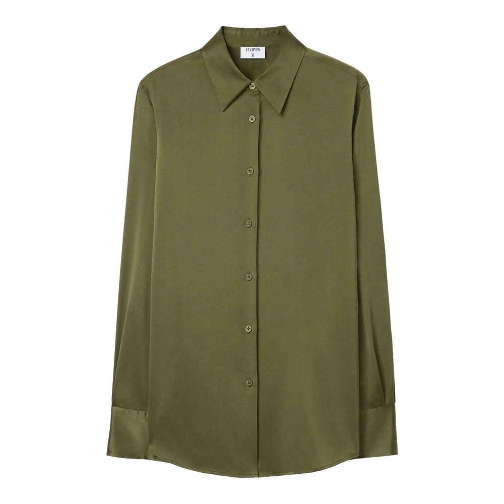 Filippa K Vrouw Groente Overhemden Dames, Groen, Xl, Zijden Blouse