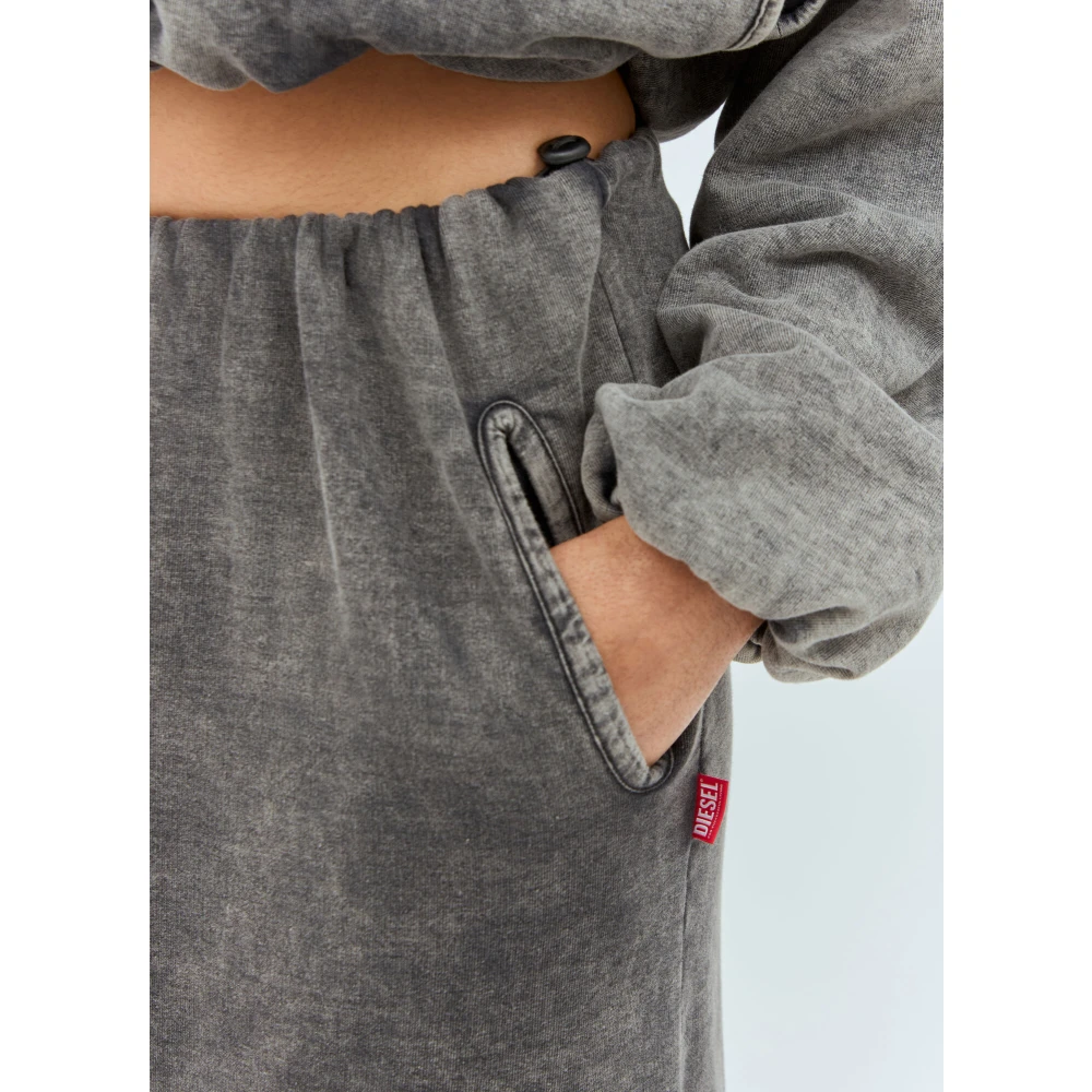 Diesel Maxi Rok van Dubbellaags Katoen Jersey Gray Dames