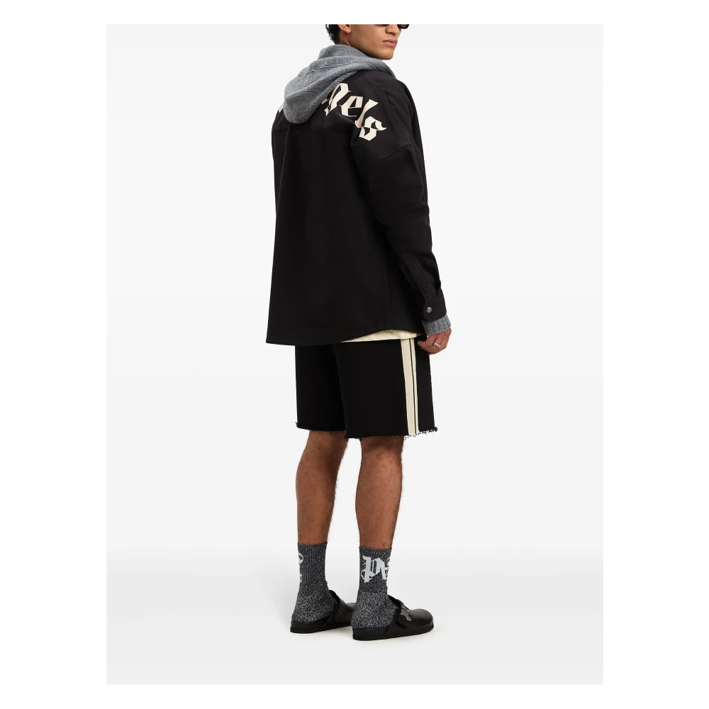 Palm Angels Gebogen Logo Track Sweatshorts Black Heren