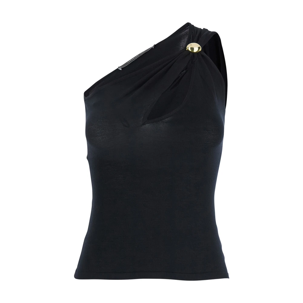 Svart One-Shoulder Topp med Juvel Detalj