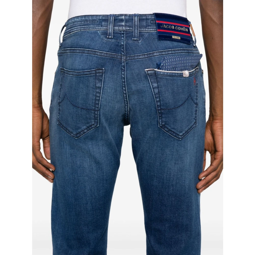 Jacob Cohën Blauwe Geborduurde Slim Fit Denim Jeans Blue Heren