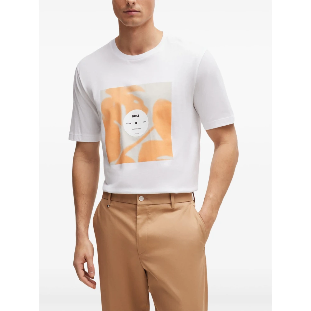 Hugo Boss Katoenen T-shirt Tiburt388 Designers Code White Heren