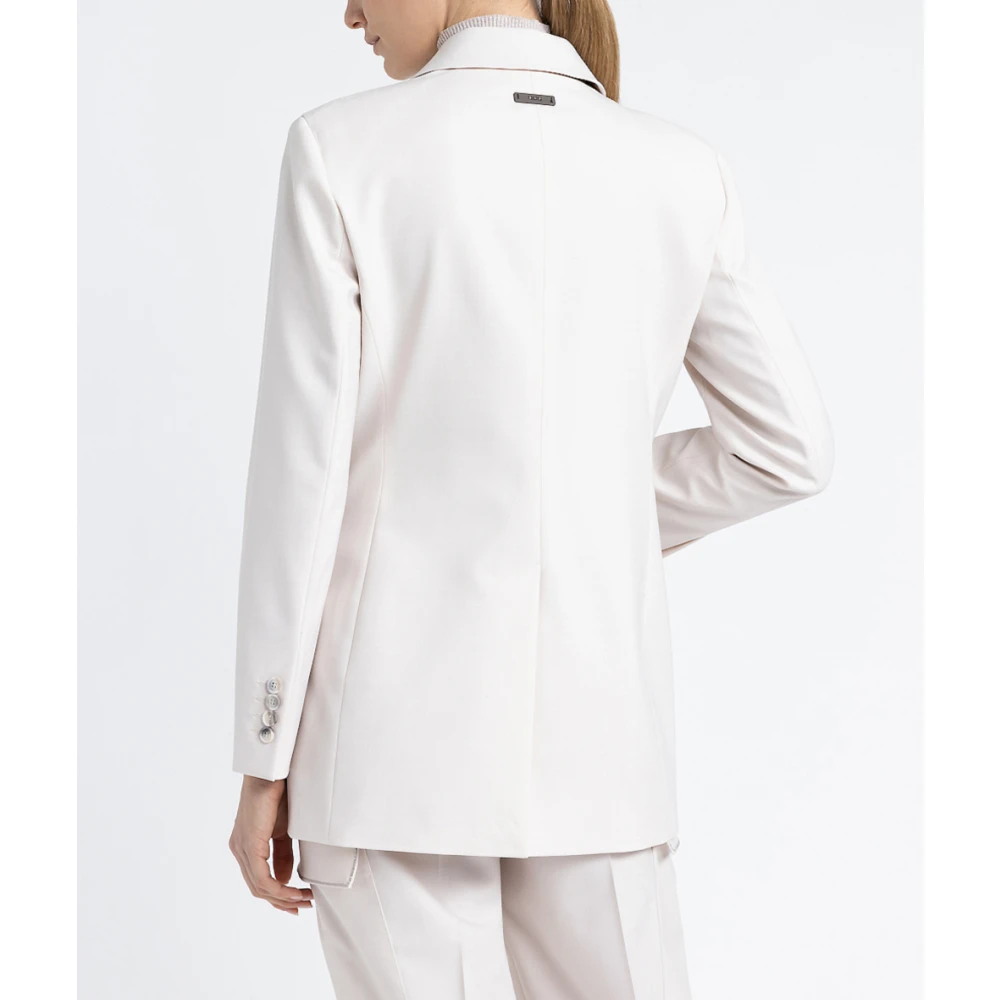 PESERICO Dubbelrijige blazer in technische wollen keper Beige Dames