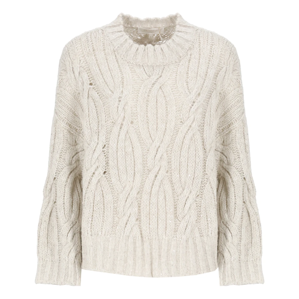 Antonelli Firenze Beige Paillet Trui met Uitgesneden Details Beige Dames