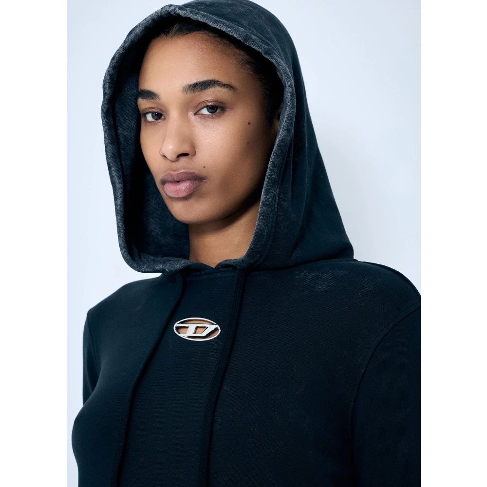 Diesel Verweerde Hoodie Geknipt Stijl Black Dames