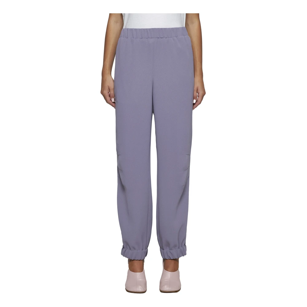 Dries Van Noten Lila elastische taille broek met zakken Purple Dames