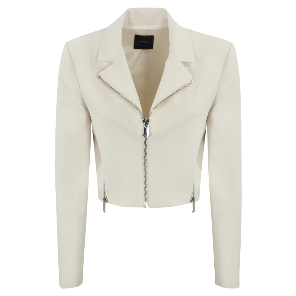 Pinko Witte Crepe Jas met Ritssluiting White Dames