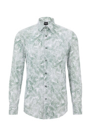 Grønn Boss Black Hank-Kent Slim Fit Batik-Print Skjorte Skjorte