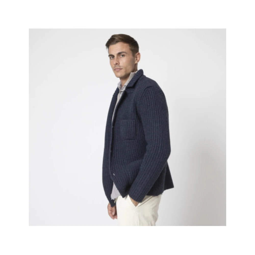 Gran Sasso Marineblauwe Gebreide Cardigan Blue Heren