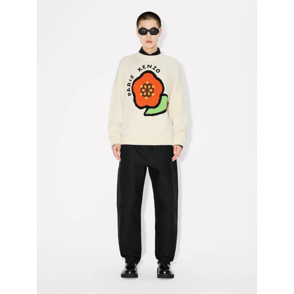 Kenzo Witte wollen sweatshirt met inleggrafiek White Heren