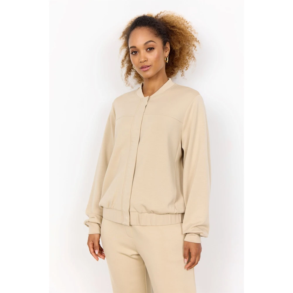 Soyaconcept Zachte Sweat Vest met Mandarin Kraag Beige Dames