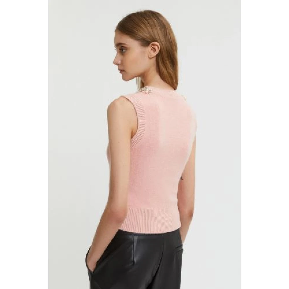 Ermanno Scervino Roze Steen Versierd Vest Pink Dames