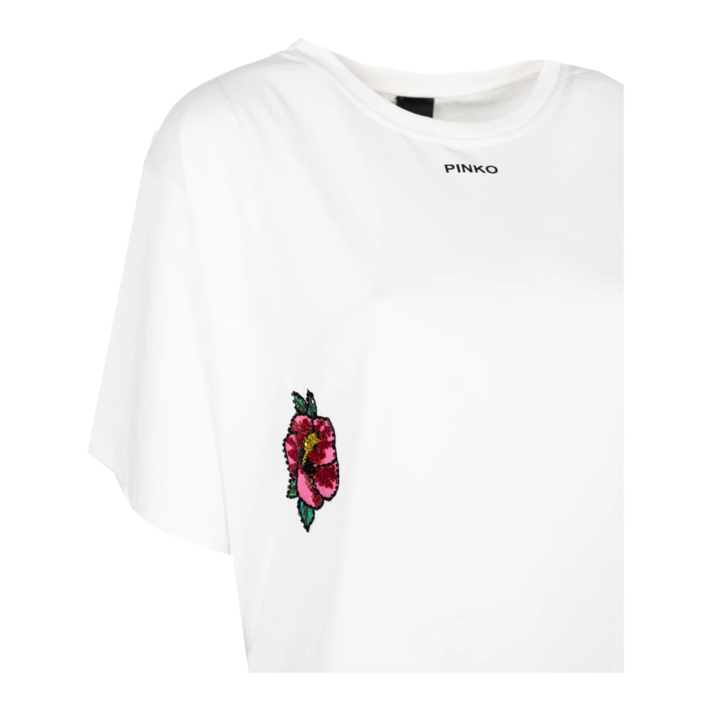pinko Bloemen T-shirt met Italiaans vakmanschap White Dames