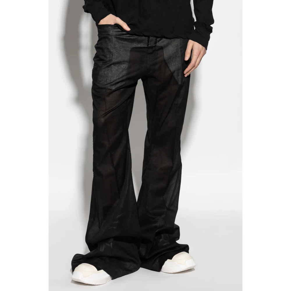 Rick Owens Transparante Bolan Bootcut Broek Black Heren