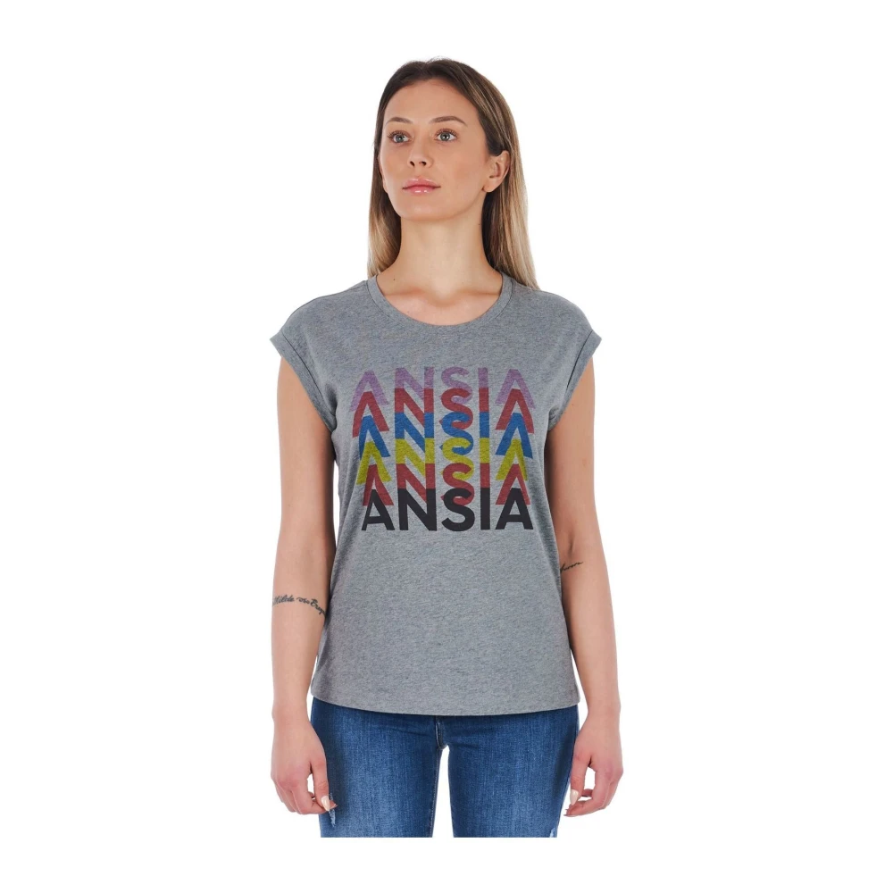 Frankie Morello Women's Gray T-Shirts, L, Printed T-Shirt Clothing