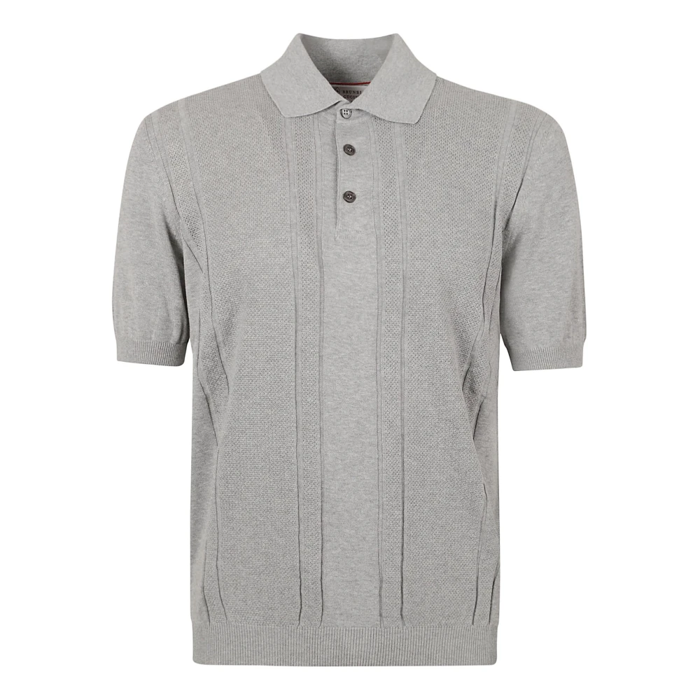 BRUNELLO CUCINELLI Lichtgrijze Polo T-shirts en Polos Gray Heren