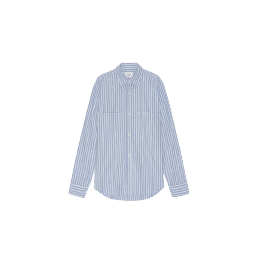 Nn07 Blauw Gestreept Shirt Freddy 5973 Blue Heren