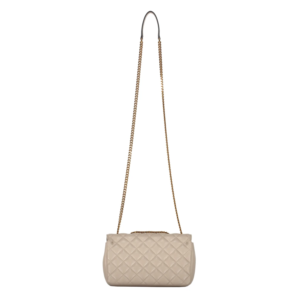 Versace Gewatteerde leren crossbodytas met ketting Beige Dames