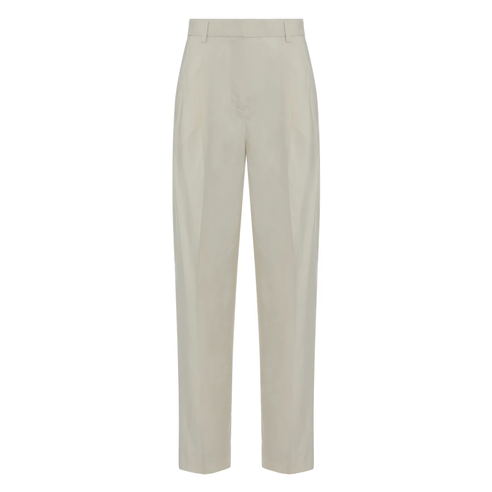 Totême Vrouw Beige Double-Pleat Rechte Broek