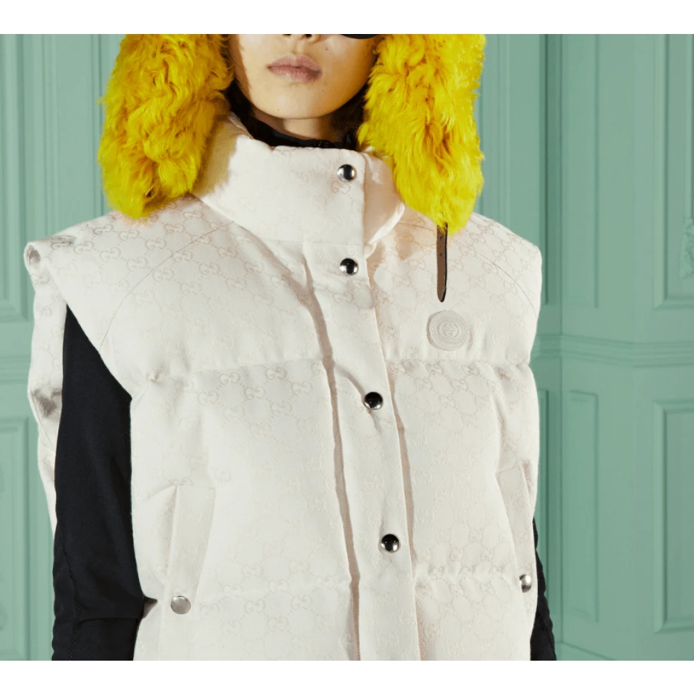 Gucci GG-patroon canvas puffer vest White Dames