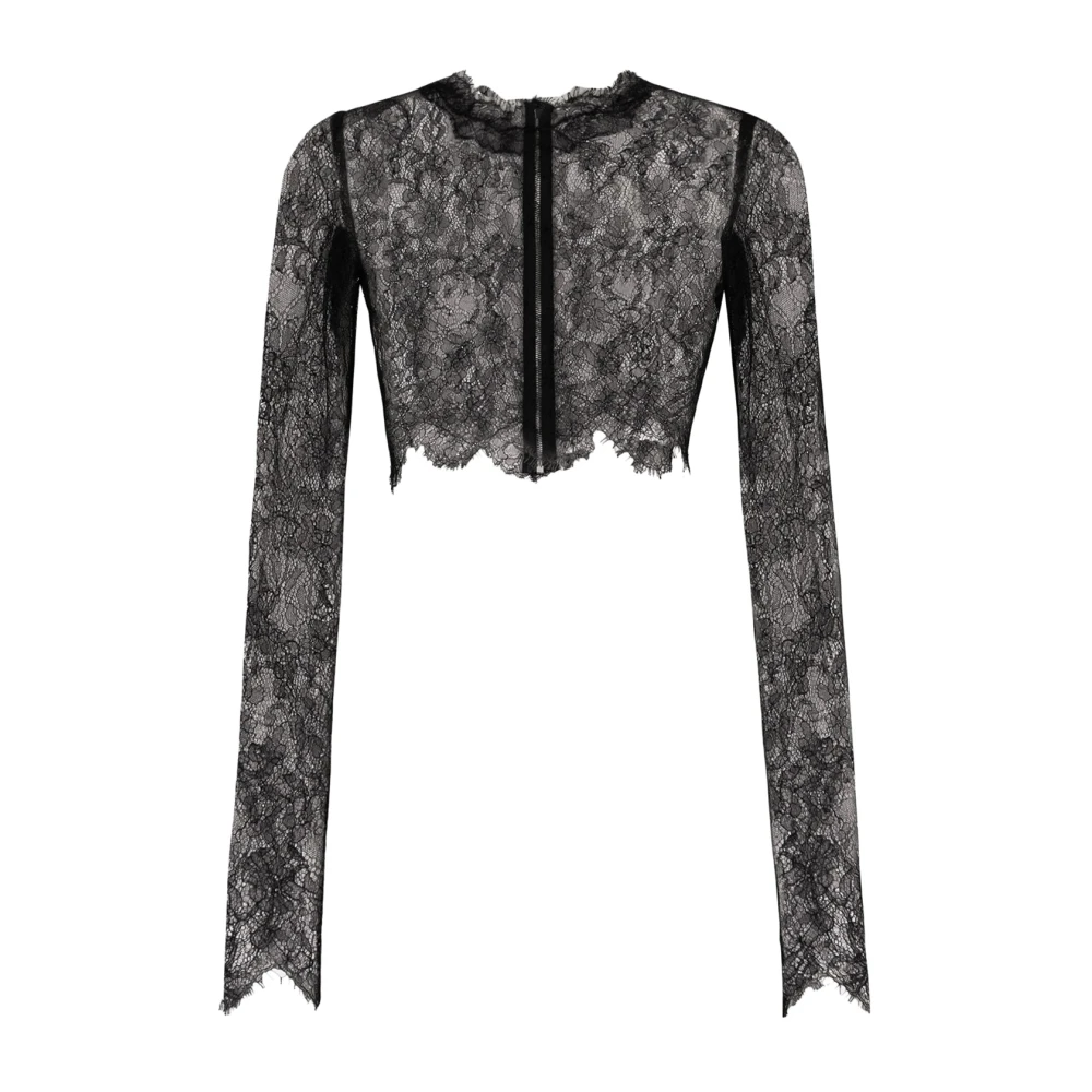 Dolce & Gabbana Zwart Crop Top met Ritssluiting Black Dames