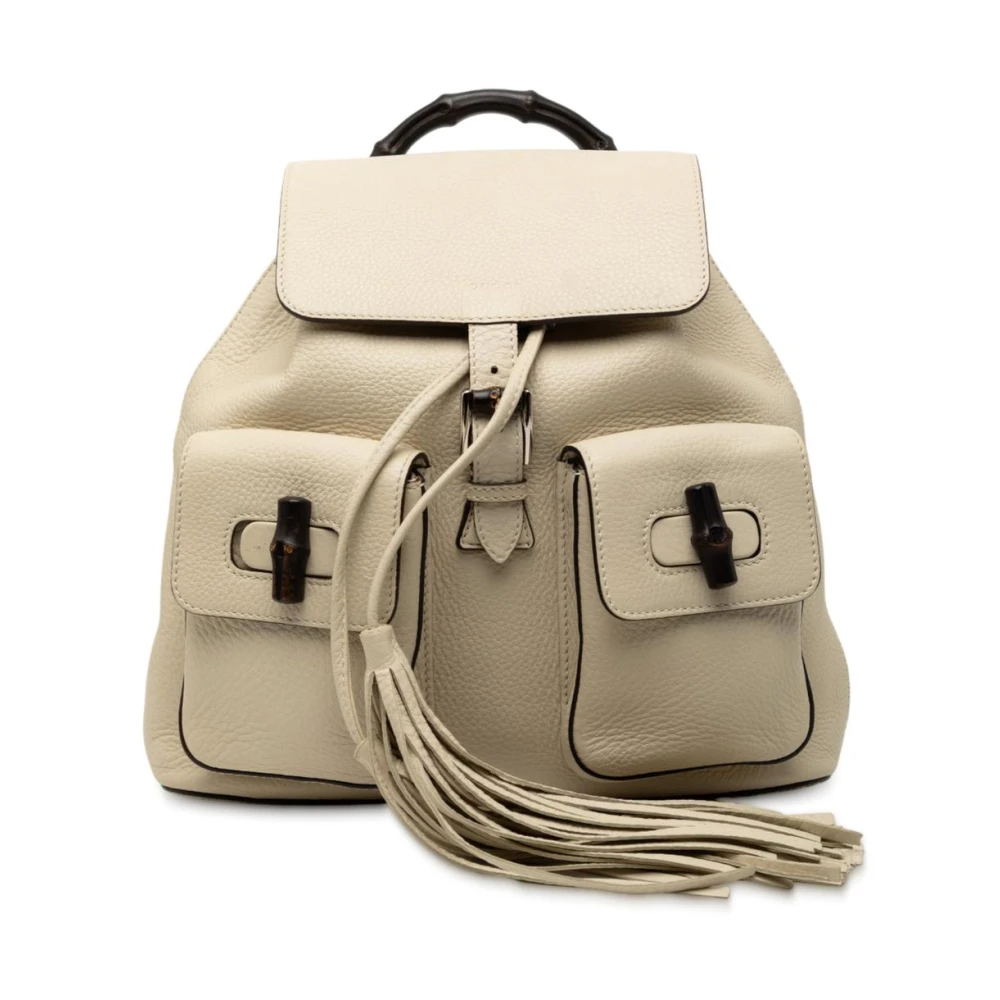 Gucci Vintage Women's White Pre-Owned Leather Backpack