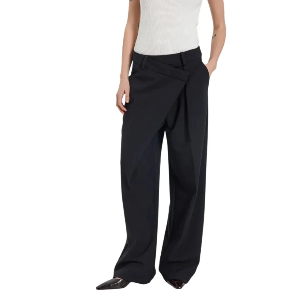Norr Hoge taille zwarte wijde broek Black Dames