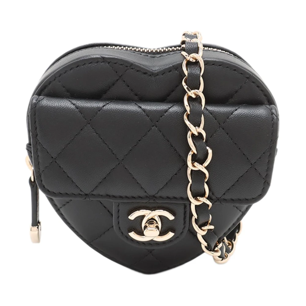 Chanel Vintage Women's Black Pre-Owned Heart Shaped Coin Purse