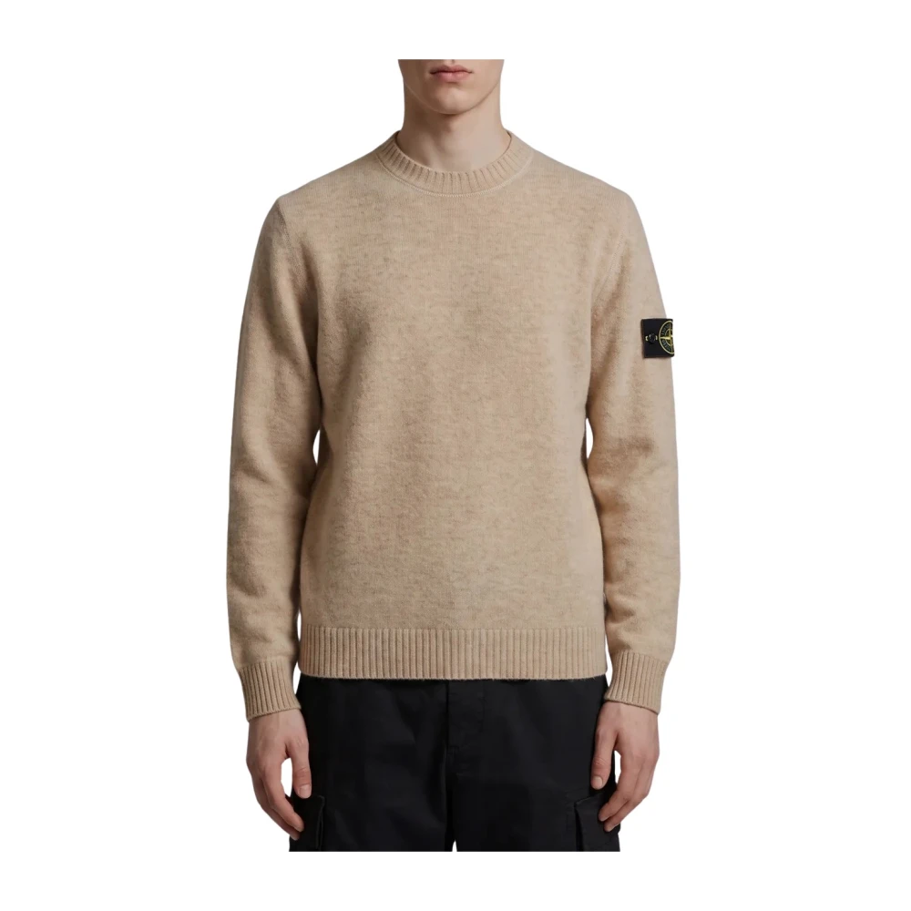 Stone Island Beige Alpaca And Wool Crewneck Sweater - Man Knitwear S - Immagine 5