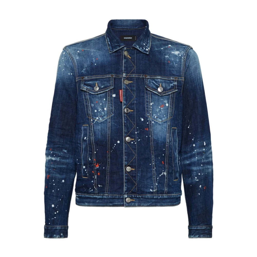 Dsquared2 Blå Målningsstänk Jeansjacka Blue, Herr