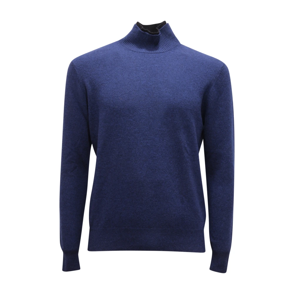 Paolo Pecora Men's Blue Turtlenecks, S, 7737Av Maglione Lupetto Wool Jumper