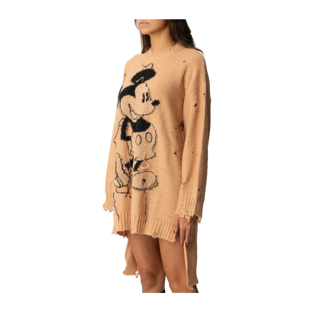 Aniye By Cartoon Mickey Mini Jurk Beige Dames
