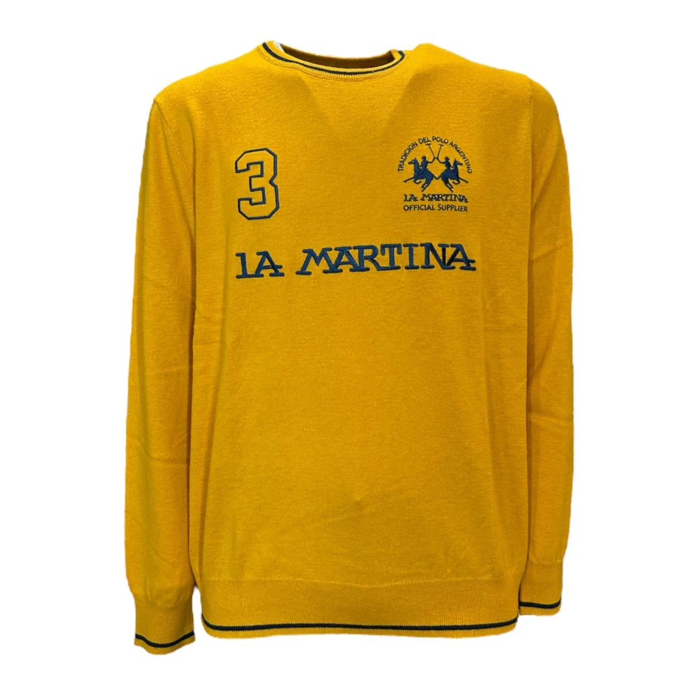La Martina Men's Yellow Knitted Jumper Wms304yw025b2072 - Round-Neck Knitwear - L - Knitwear