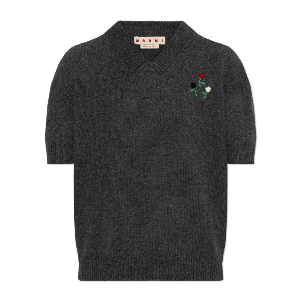 Marni Vrouw Grijs Truien & Vesten Dames, 2XS, Wol, Wol Korte Mouwen Trui