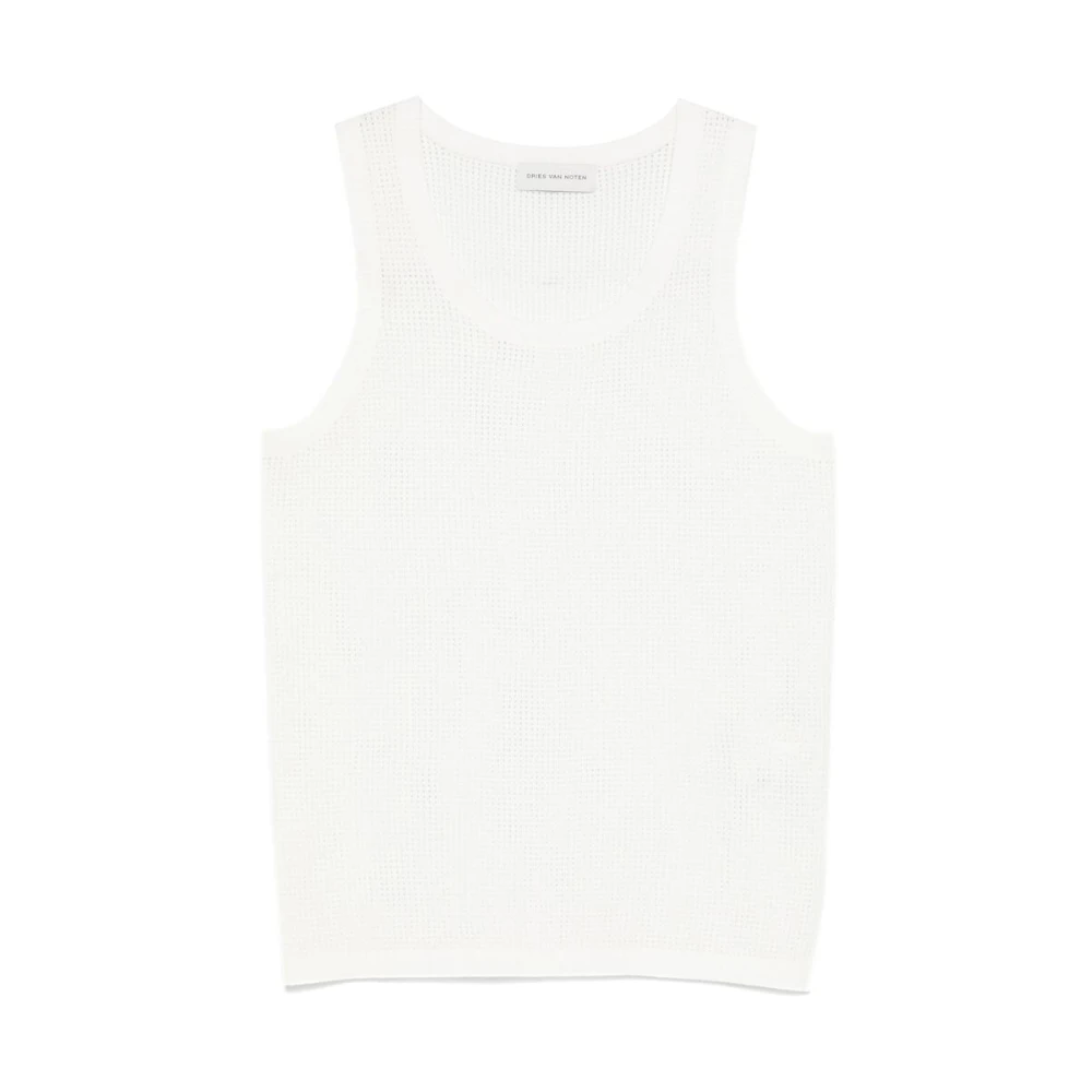 Dries Van Noten Witte Crew Neck Mouwloze T-shirt White Heren