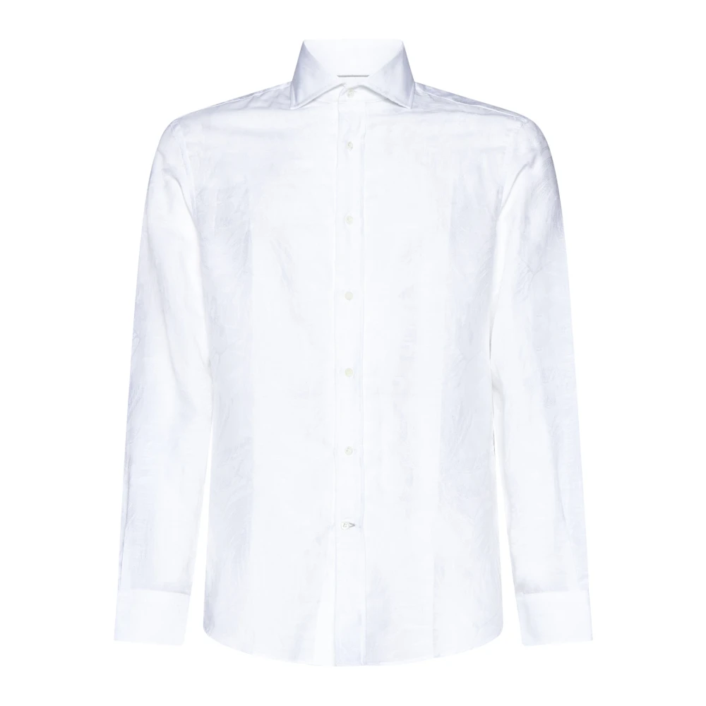 BRUNELLO CUCINELLI Witte Katoen-Linnen Overhemd White Heren