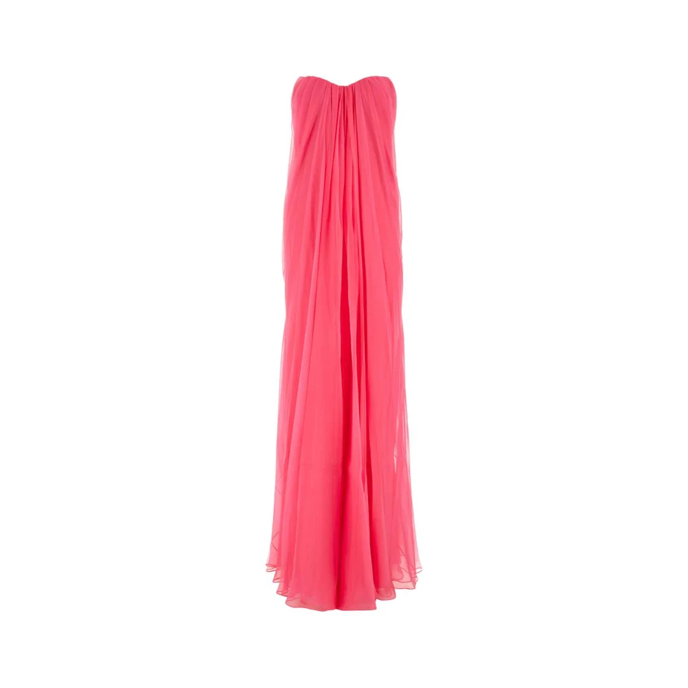 Alexander McQueen Mörkrosa chiffong lång klänning Pink, Dam
