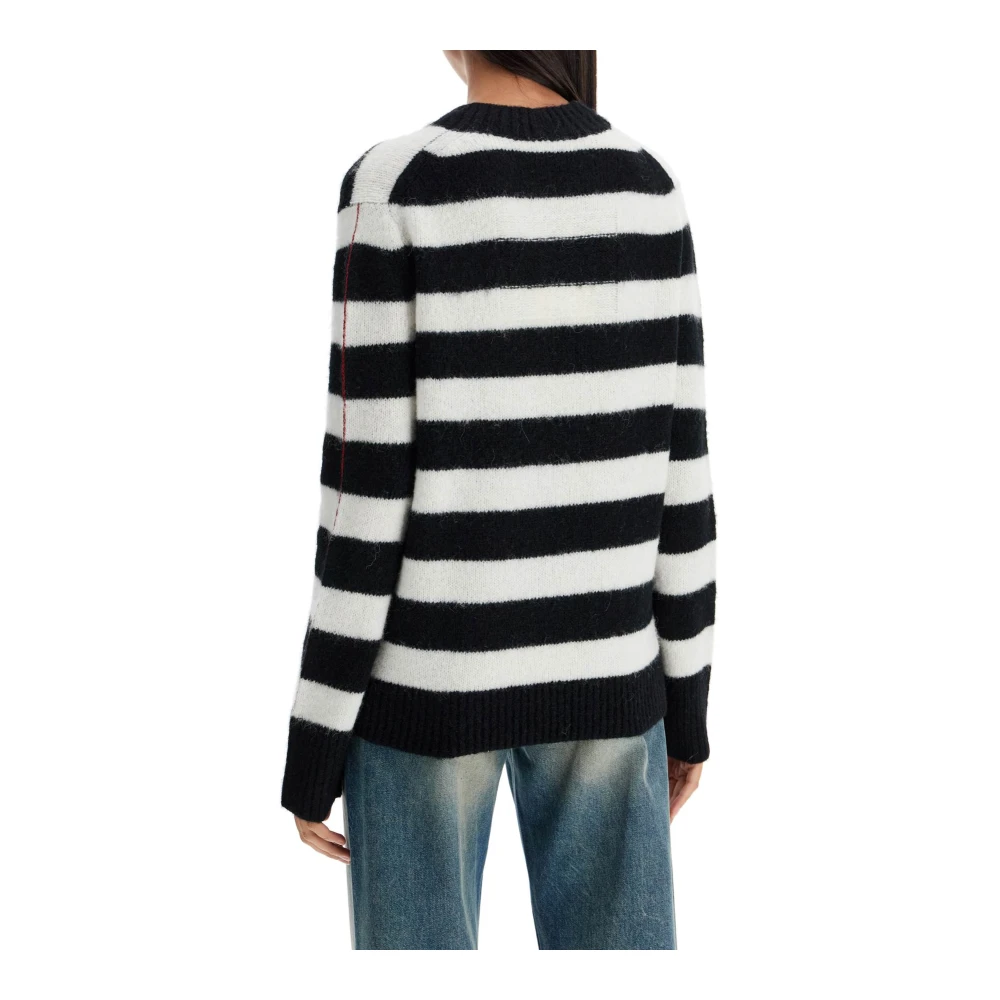 Marc Jacobs Gestreepte Geborstelde Logotrui Black Dames