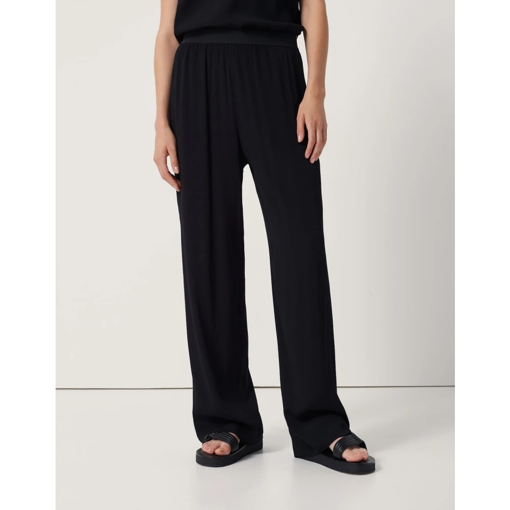 someday. Wijde Viscose Broek met Flowy Pasvorm Black Dames