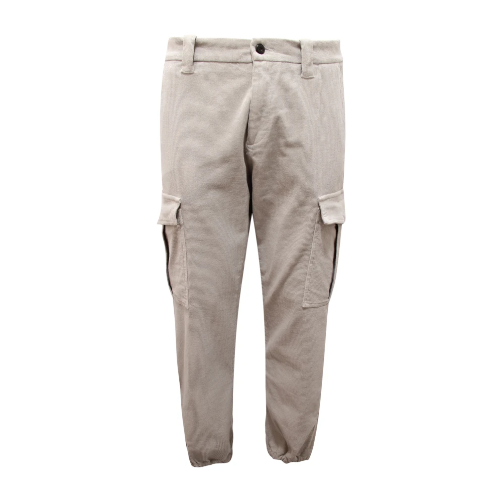 Eleventy Gray Cargo Velvet Trousers - Male - Slim-Fit Trousers - W32 - Trousers