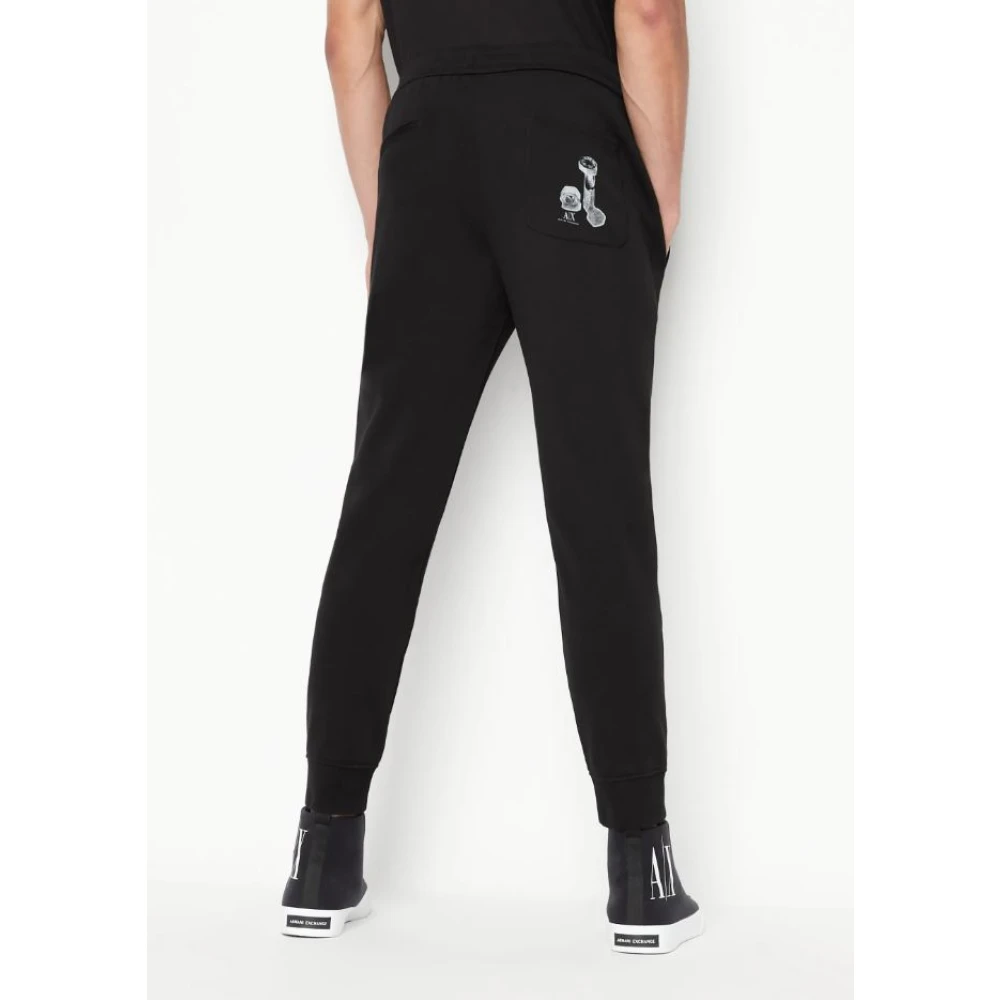 Armani Exchange Zwarte katoenen joggingbroek met logo print Black Heren