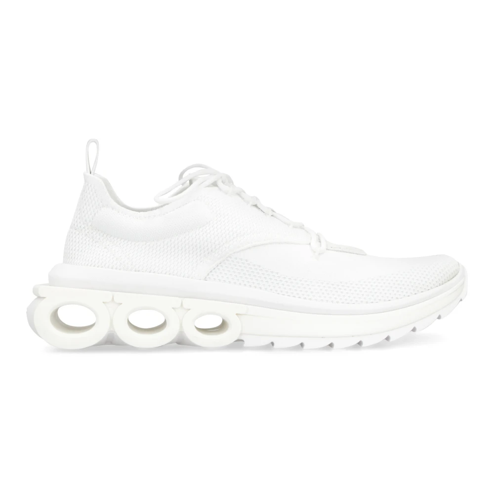Ferragamo Men's White Sneakers, 8 Uk, Nima Knit Trainers