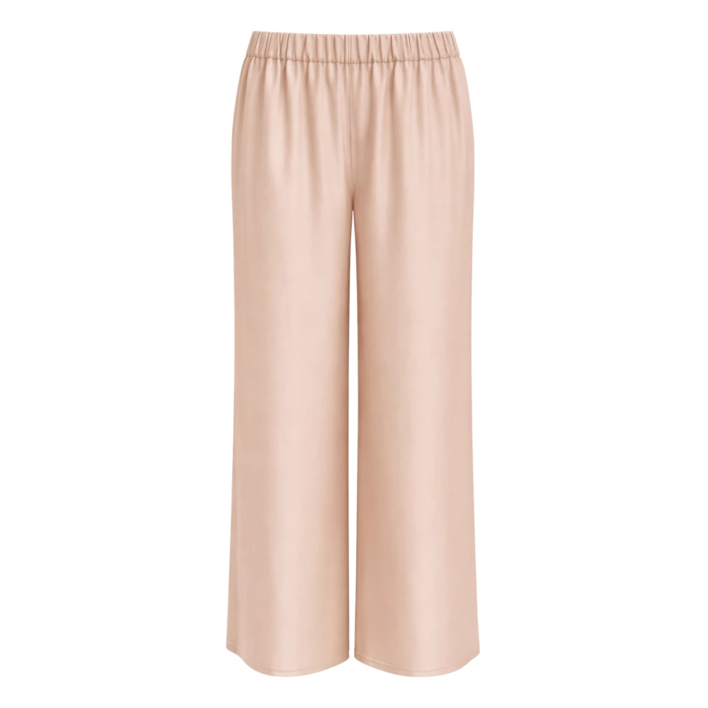 Seventy Women's Beige Wide Trousers, S, Pantalone In Organza
