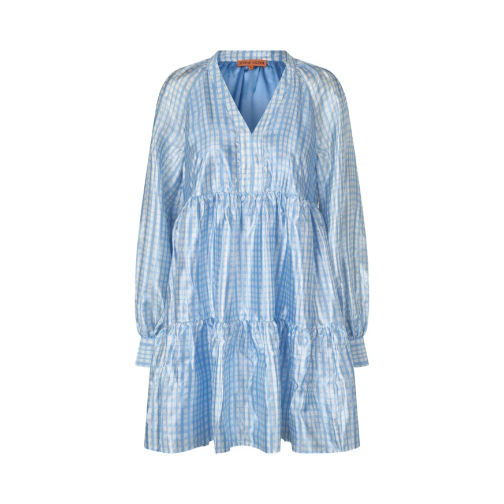 Stine Goya Blauw Geruite Jurk Blue Dames