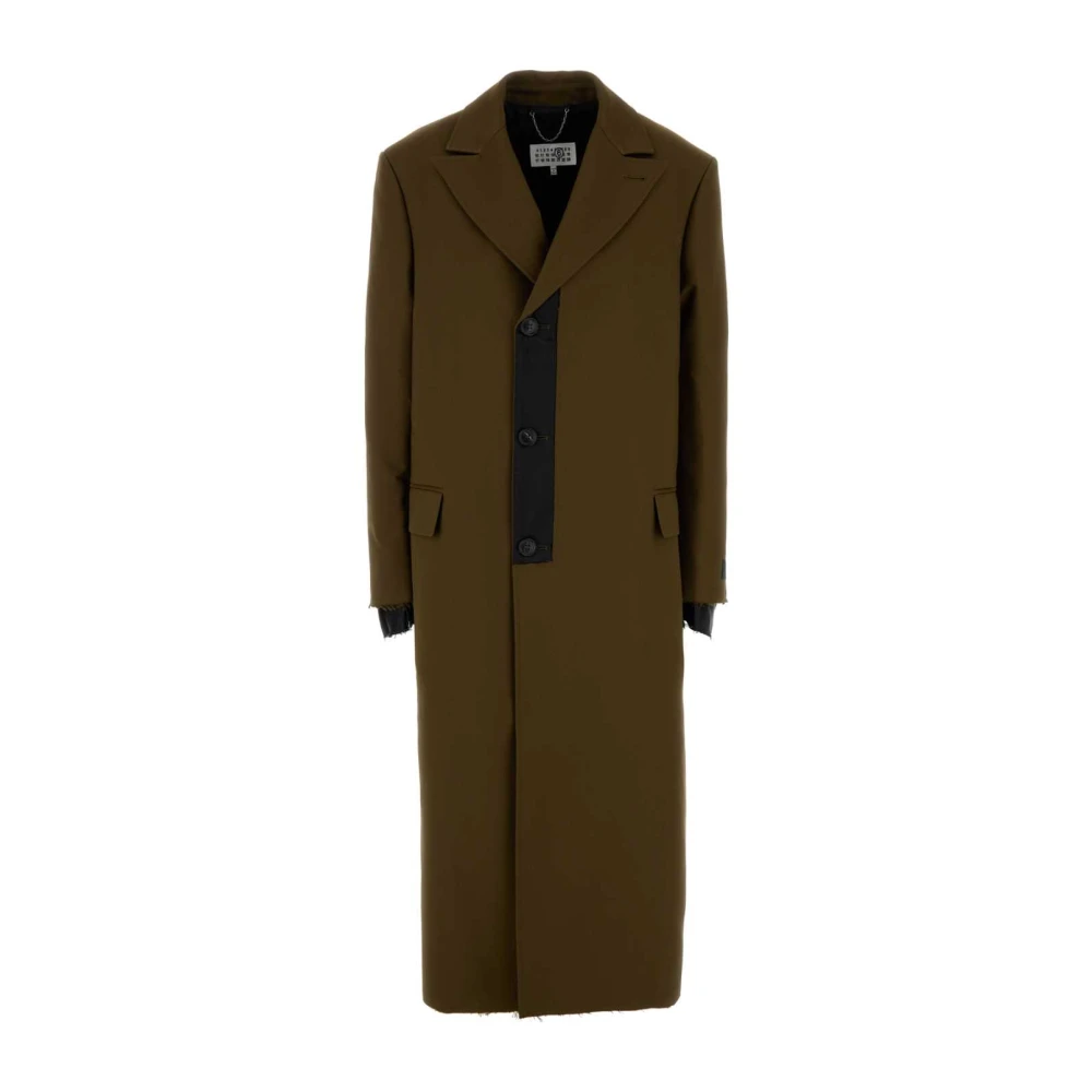 Mm6 Maison Margiela Women's Brown Stylish Mud Polyester Coat - Single-Breasted Coats - 3XS - Coats