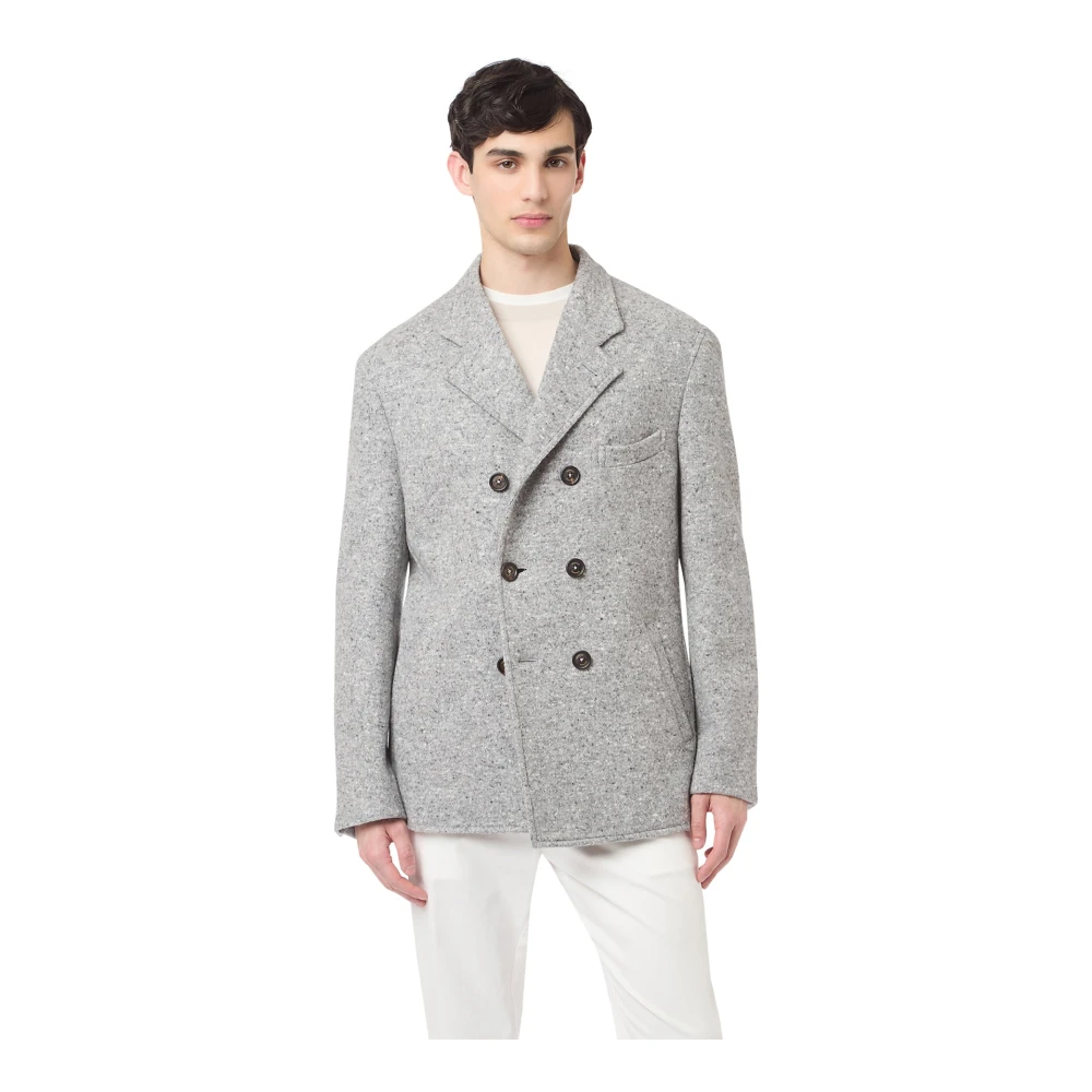 Eleventy Men's Gray Coats - Double-Breasted Coats - L - Coats