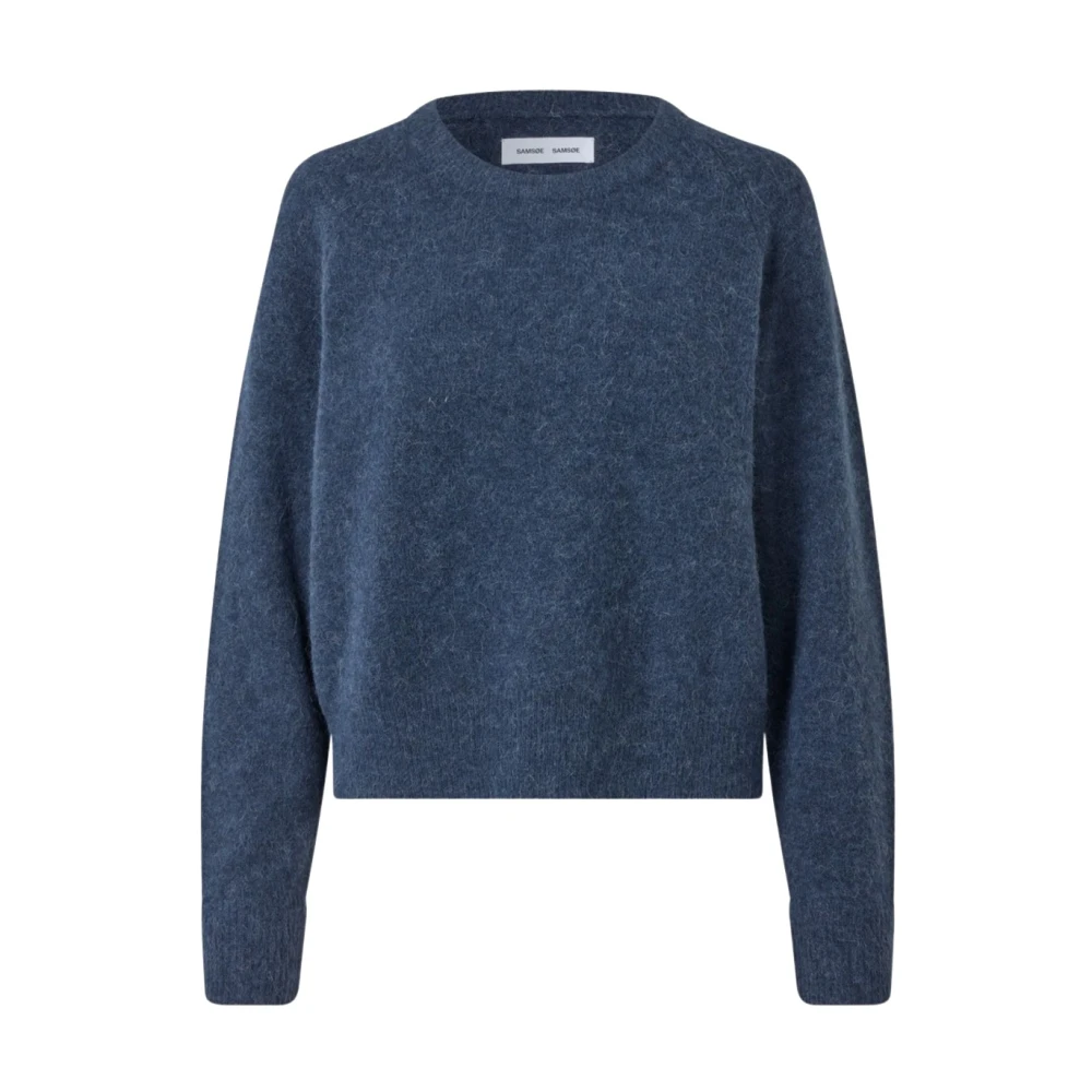 Samsøe Alpaca Wol Oversized Ronde Hals Sweater Blue Dames