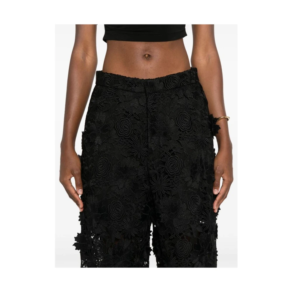 Giuseppe Di Morabito Zwarte Bloemenkant Rechte Pijp Broek Black Dames