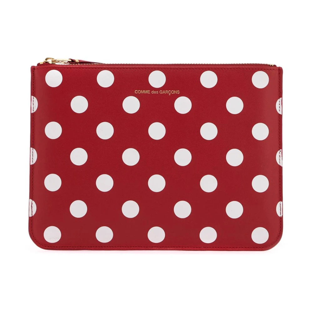 Comme des Garçons Polka Dot Leren Pouch Tas Red Dames